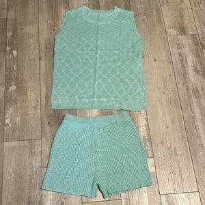 Green Sleeveless Top and Shorts Set